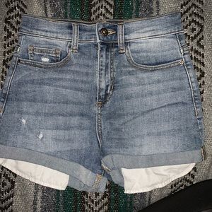 Sneak peek high rise denim shorts